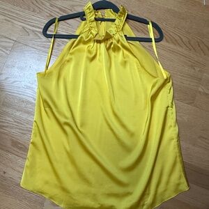 White House Black Market - Yellow Sleeveless Ruffled neck top - size 8